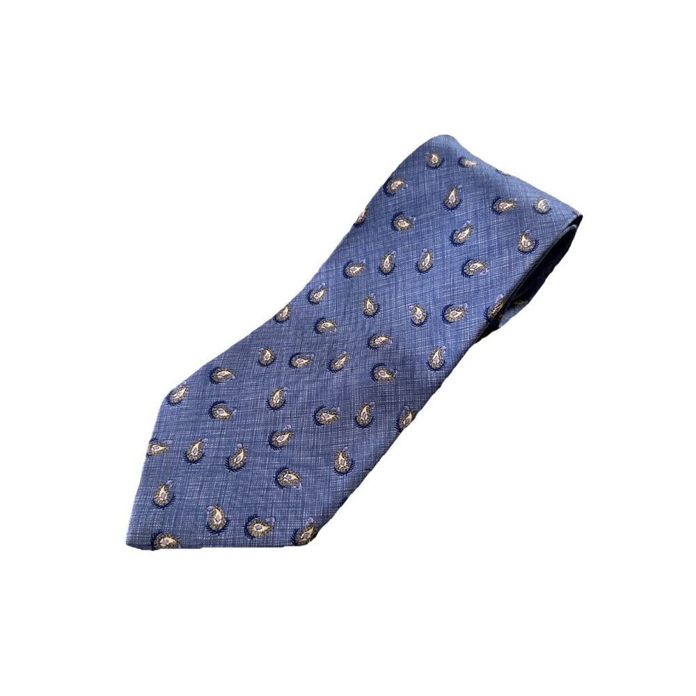 Dunhill Necktie Tie 100% Silk Classic 60” Blue Paisley Pattern Office Business